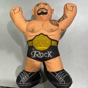 WWE The Rock 2012 Brawlin Buddies Dwayne Johnson Stuffed Doll Toy Tested Working